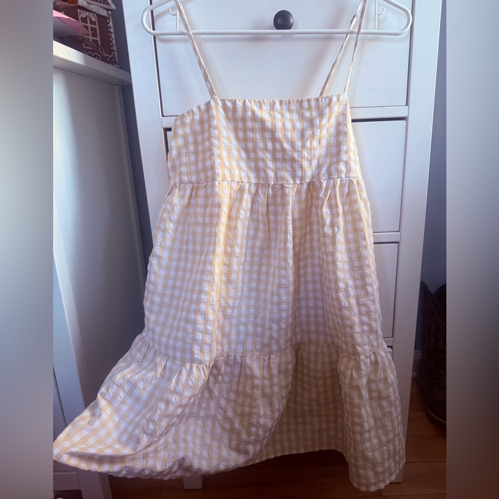 Amazon Yellow Checkered Mini Dress